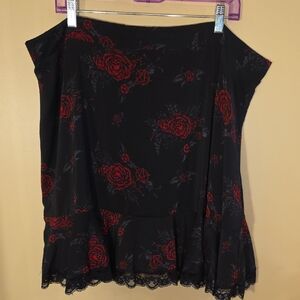 Killstar Gothic Black and Red A-Line Skirt